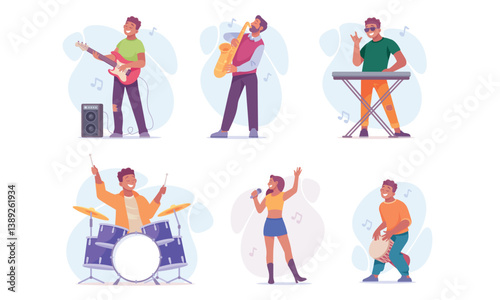 Dynamic and Passionate Musicians Engaging in a Vibrant Band Setting Filled with Energy
