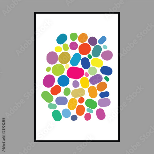 vibrant abstract colorful pebbles pattern on frame