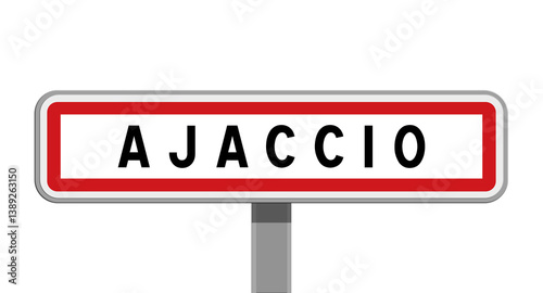 Fotografie Panneau sur poteau central de ville d’Ajaccio, Corse-du-Sud