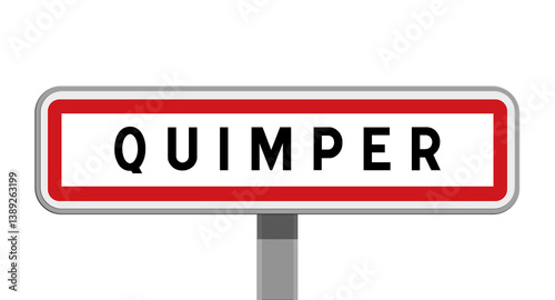Принти на полотні Panneau sur poteau central de ville de Quimper, Finistère