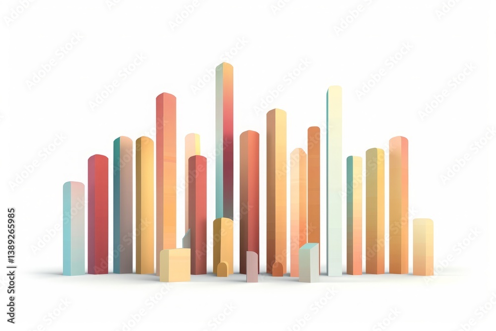Colorful Abstract 3D Bar Graph Representation in Various Heights Colorful Abstract 3D Bar Graph Representation in Various Heights