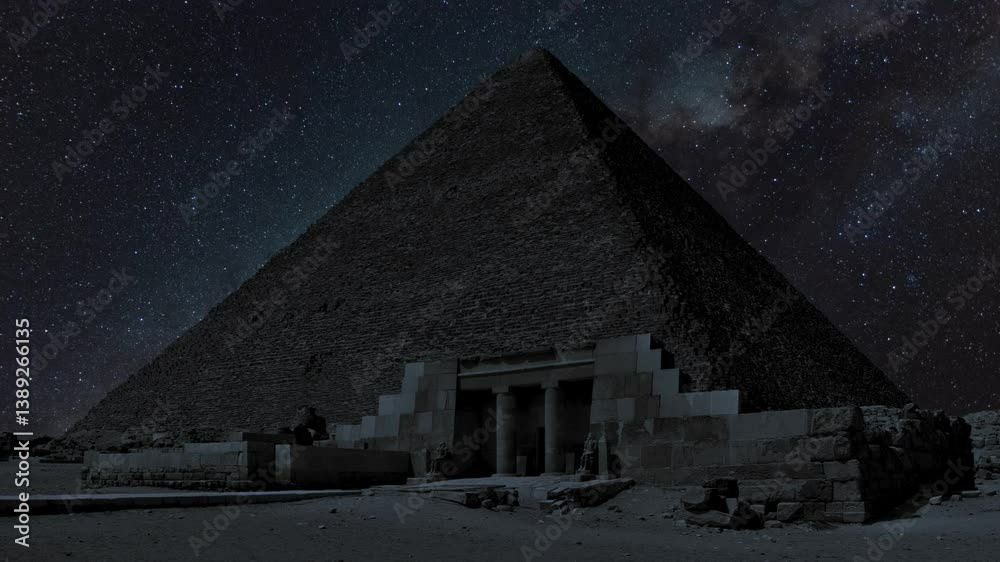 Stockvideon Egypt Great Pyramid of Giza and Milky Way Galaxy in the ...