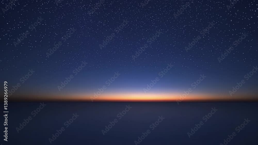 Stars in the dark night sky. Sunset.