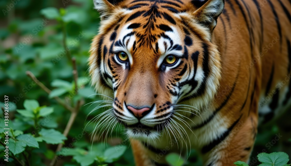 Naklejka premium The Bengal tiger is captured in a moment of intense focus