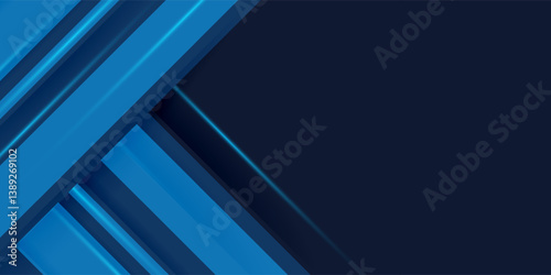 Abstract dark blue vector background with stripes and light. 3d look design