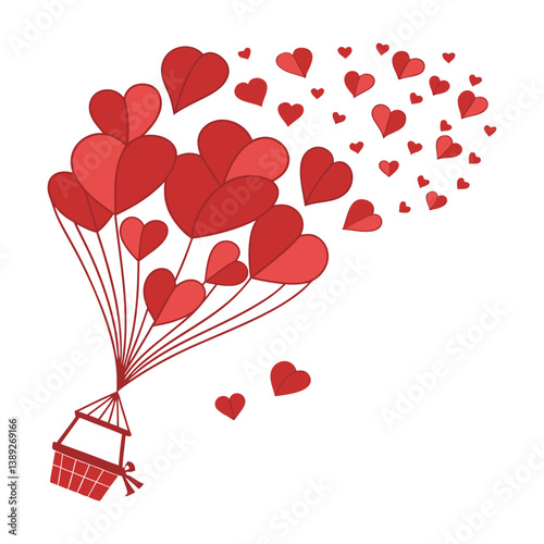Corações de papel, vermelhos, dia dos namorados, flutuando no ar isolados em fundo branco para recorte. Amor, vermelho paixão, Cartão de amor, carinh 