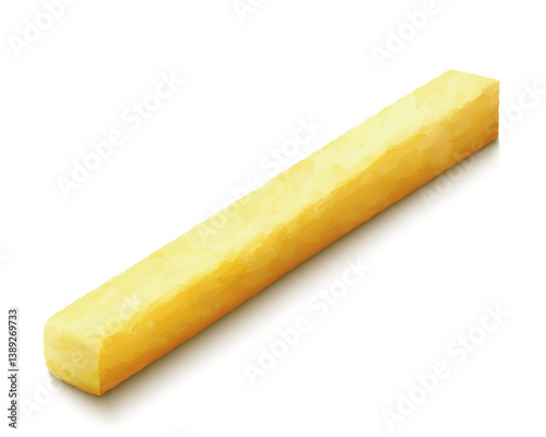 Delicious french fries. Roasted potato in deep fat fry oil. Yellow sticks, isolated on white background. Fast Food. Unhealthy tasty food. Realistic 3d vector illustration.
