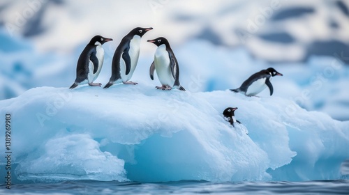 Obraz na płótnie Penguins on an ice floe w salonie
