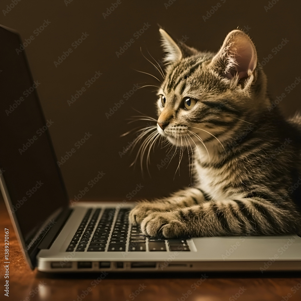 Curious Kitten on Laptop Keyboard Curious Kitten on Laptop Keyboard