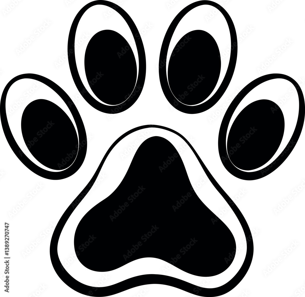A Stylish Black and White Illustration of a Paw Print Graphic Design Element vector silhouette line art A Stylish Black and White Illustration of a Paw Print Graphic Design Element vector silhouette line art