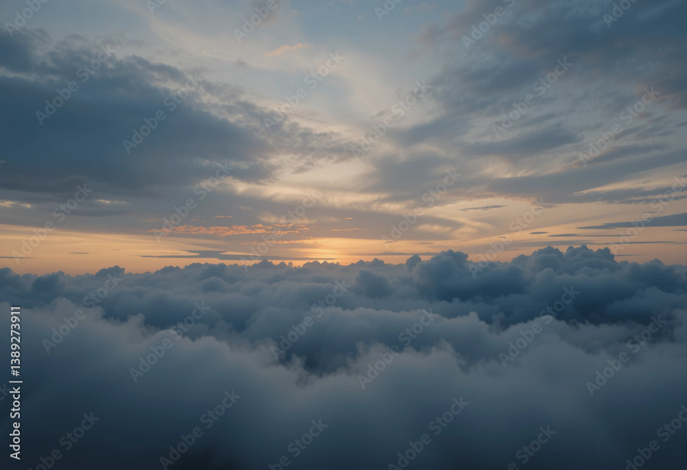 Obraz premium The sky is filled with clouds and the sun is setting