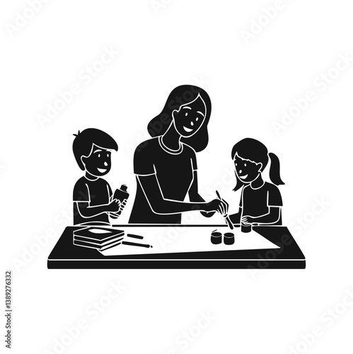 family silhouette, parenting icon, family bonding, father and daughter, mother and son, parents with kids, family dinner, travel with children, child care, parenting vector, daily life family, parent 