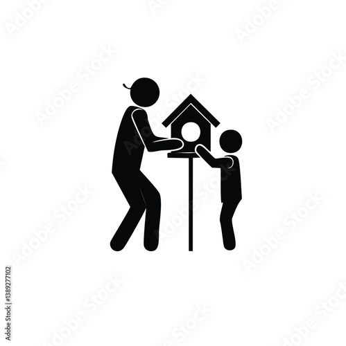 family silhouette, parenting icon, family bonding, father and daughter, mother and son, parents with kids, family dinner, travel with children, child care, parenting vector, daily life family, parent 