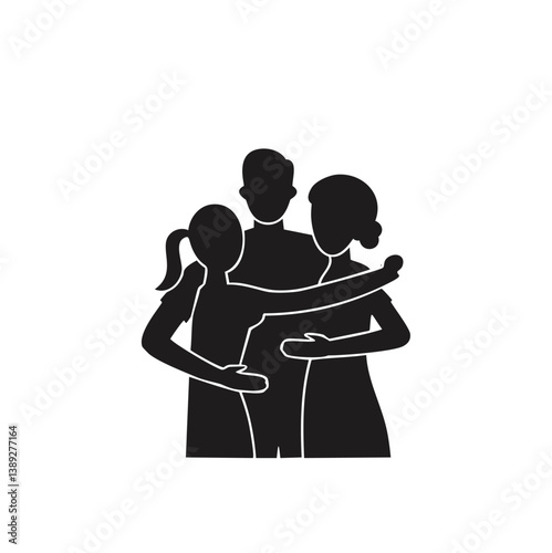 family silhouette, parenting icon, family bonding, father and daughter, mother and son, parents with kids, family dinner, travel with children, child care, parenting vector, daily life family, parent 