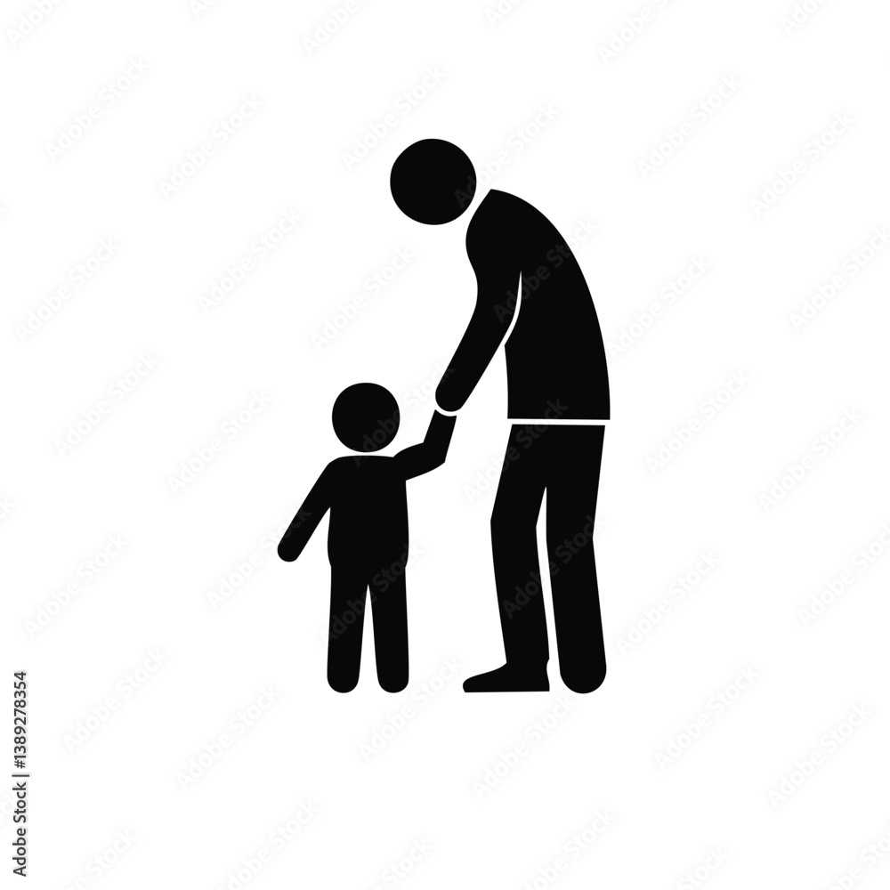 Fototapeta premium family silhouette, parenting icon, family bonding, father and daughter, mother and son, parents with kids, family dinner, travel with children, child care, parenting vector, daily life family, parent 