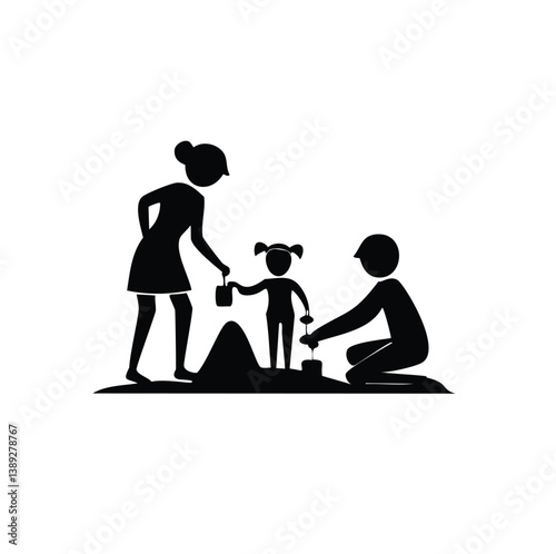 family silhouette, parenting icon, family bonding, father and daughter, mother and son, parents with kids, family dinner, travel with children, child care, parenting vector, daily life family, parent 