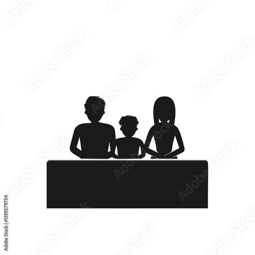 family silhouette, parenting icon, family bonding, father and daughter, mother and son, parents with kids, family dinner, travel with children, child care, parenting vector, daily life family, parent 