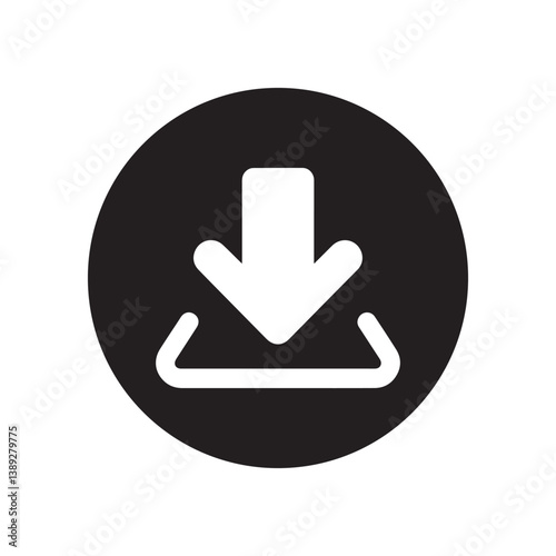 Download icon silhouette, minimalistic vector illustration of a download icon