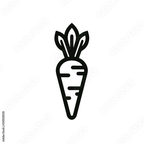 Carrot outline illustration on a light background, minimalistic vector style, hand-drawn, copy space