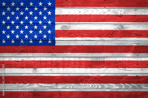 USA Flag Painted on Wooden Board 