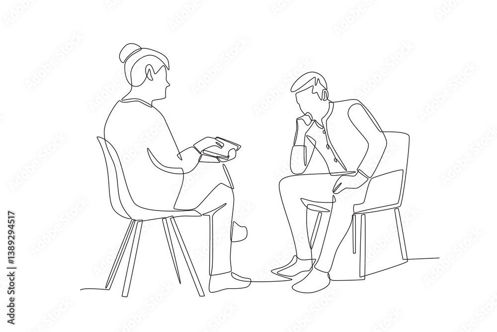 Talk therapy consultations concept one-line drawing Talk therapy consultations concept one-line drawing
