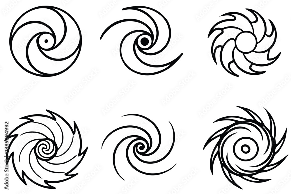 Hurricanes Line Art Illustration Bold Sketch for Modern Art Hurricanes Line Art Illustration Bold Sketch for Modern Art
