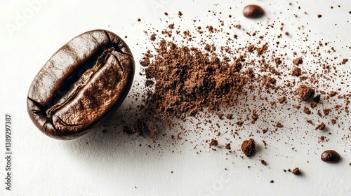 Coffee Powder Exploding from Freshly Ground Coffee Beans