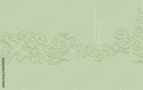 Japanese background with line pattern vector. Abstract template with geometric wave pattern. Cloud layout design in oriental style