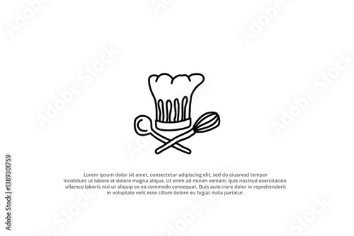 hand drawn chef hat with crossed spoon and whisk