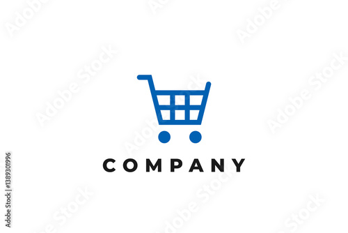 shopping chart blue icon logo