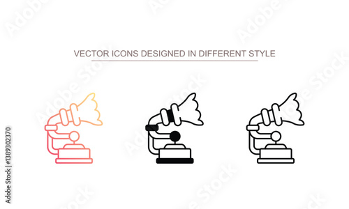 Gramophone icon design with white background stock illustration