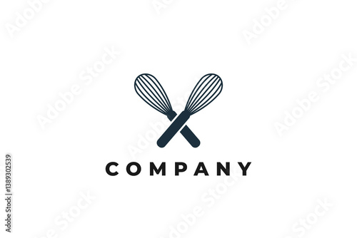 crossed whisks letter x logo design