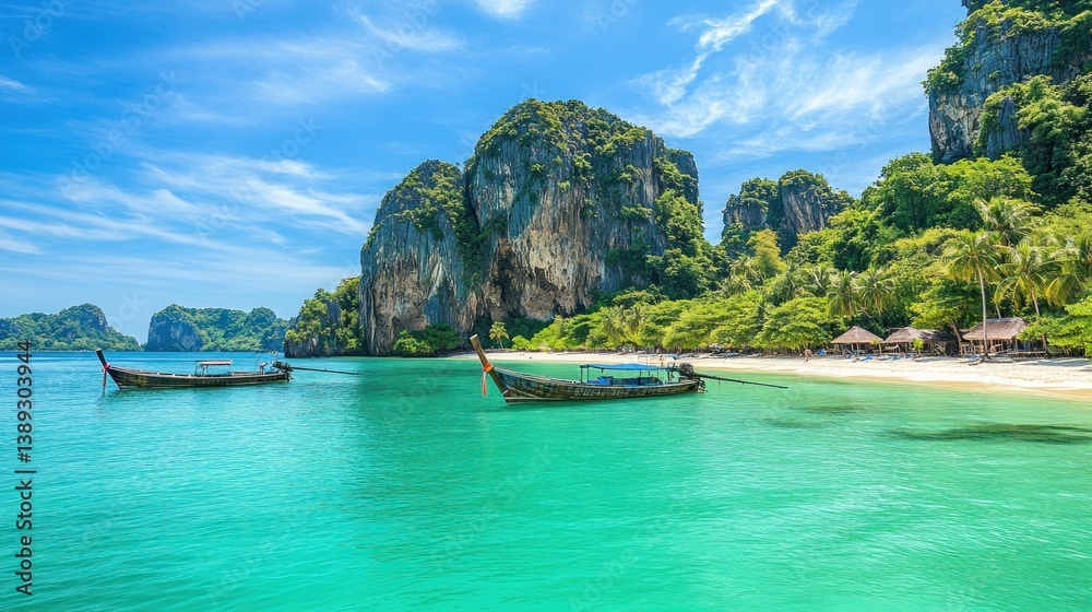 Obraz premium Tropical Paradise, Turquoise Waters and Majestic Cliffs
