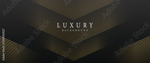 Luxury abstract background with golden lines on dark, modern black backdrop concept 3d style. Illustration from vector about modern template deluxe design.