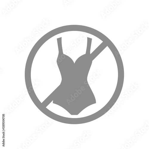 No swimwear or swimming suit vector label. Swimsuit not allowed, do not wear bathing or swim suits.