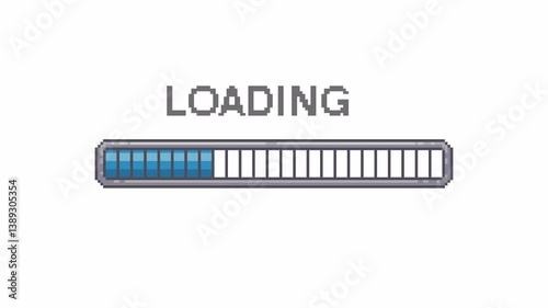 Pixel art loading animation. Retro video game download bar screen. Pixelated progress bar animated video, 4K, Alpha channel.