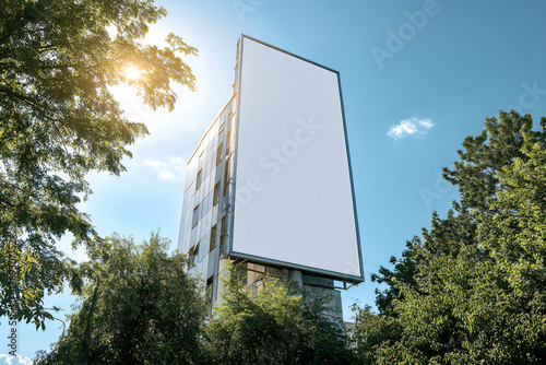 Modern Building with Blank Wall for Advertising