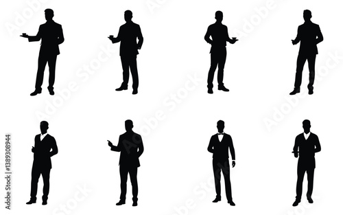 Silhouettes of Waiters and Hosts in Formal Attire
