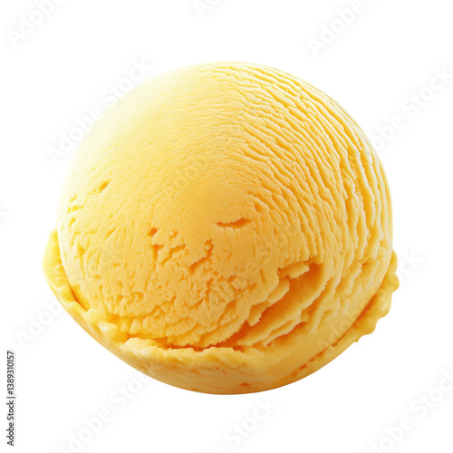 mango ice cream scoop isolated on transparent png  photo