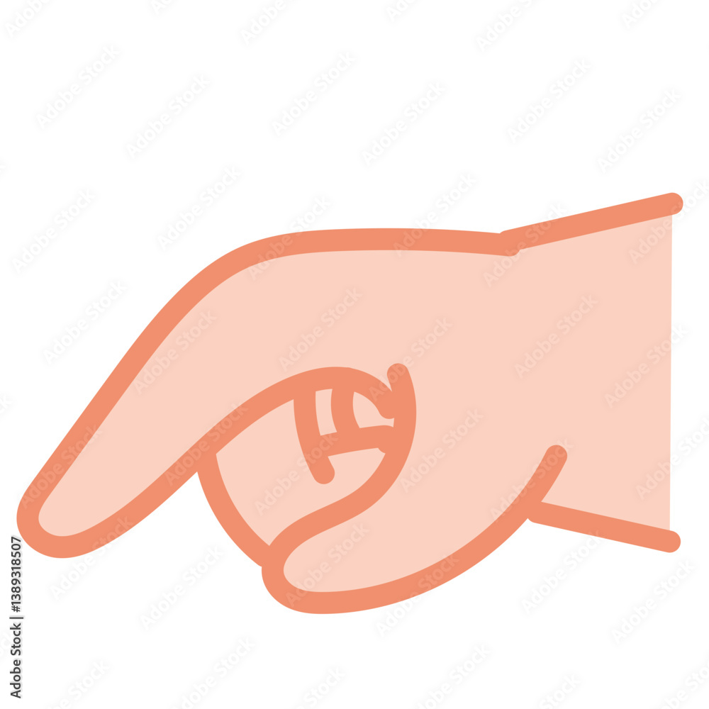 Obraz premium ASL Letter P Hand Sign – American Sign Language Icon in Flat Vector Style