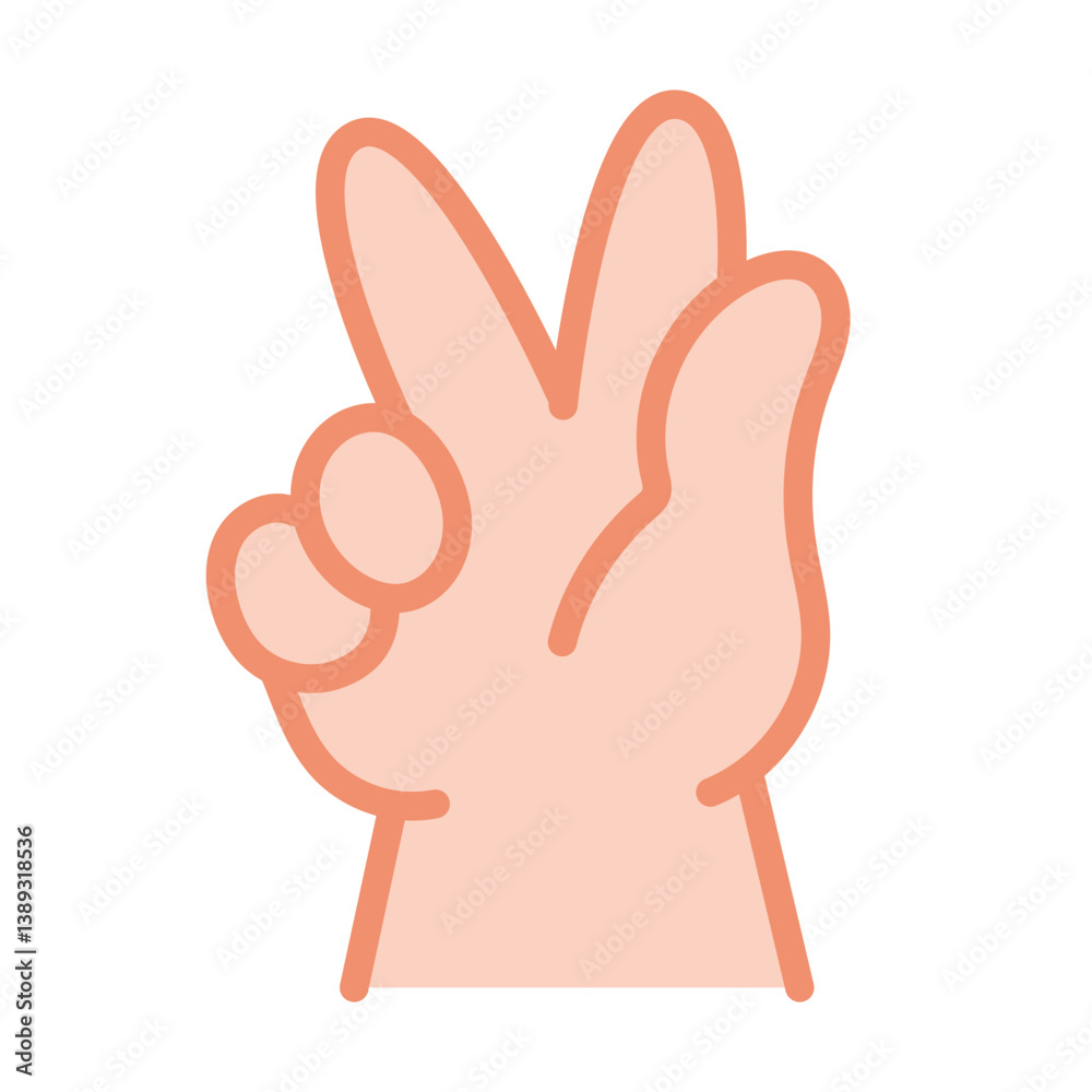 Obraz premium ASL Letter K Hand Sign – American Sign Language Icon in Flat Vector Style