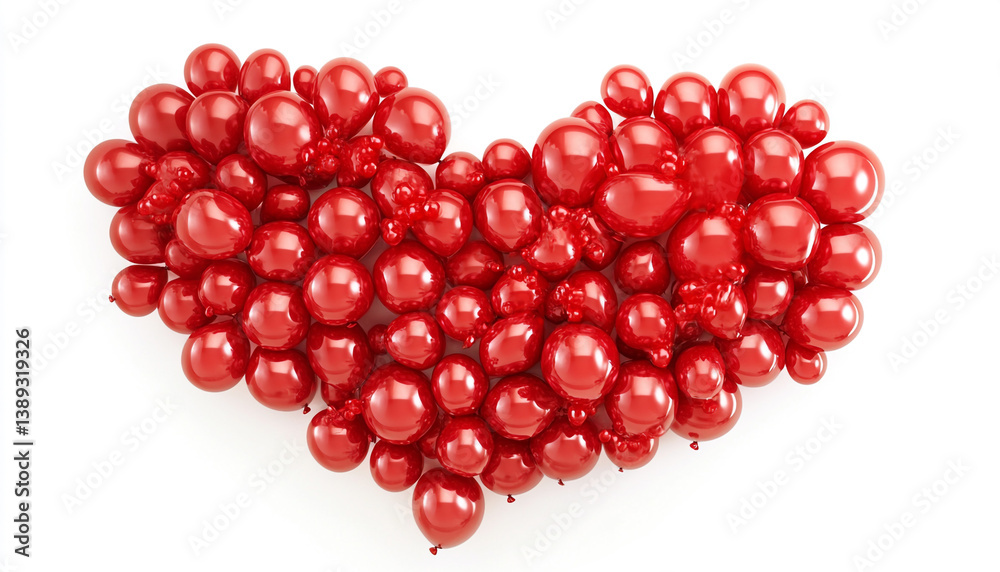 Red heart shaped balloons isolated on white background Red heart shaped balloons isolated on white background