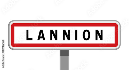 Принти на полотні Panneau sur poteau central de ville de Lannion, Côtes-d’Armor