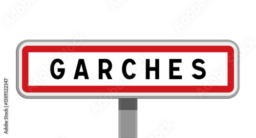 Принти на полотні Panneau sur poteau central de ville de Garches, Hauts-de-Seine