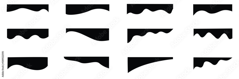 Dividers Shapes for Website Pictogram Set. Curve Lines, Drops Set of abstract design separator header and border for website and app. Different borders for website, banner, app, poster, background . Dividers Shapes for Website Pictogram Set. Curve Lines, Drops Set of abstract design separator header and border for website and app. Different borders for website, banner, app, poster, background .