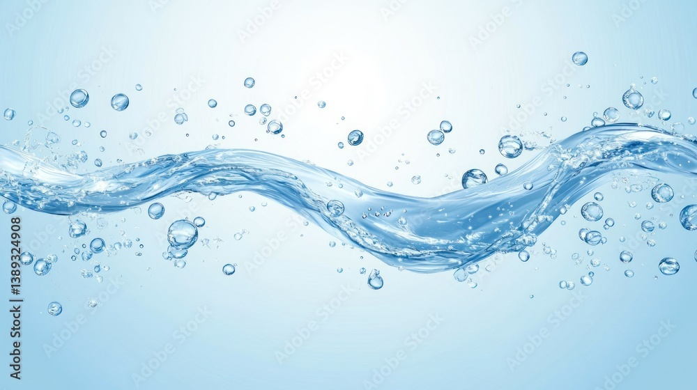 Abstract water waves, bubbles, and splashes. Possible use for health, purity, or refreshing background Abstract water waves, bubbles, and splashes. Possible use for health, purity, or refreshing background