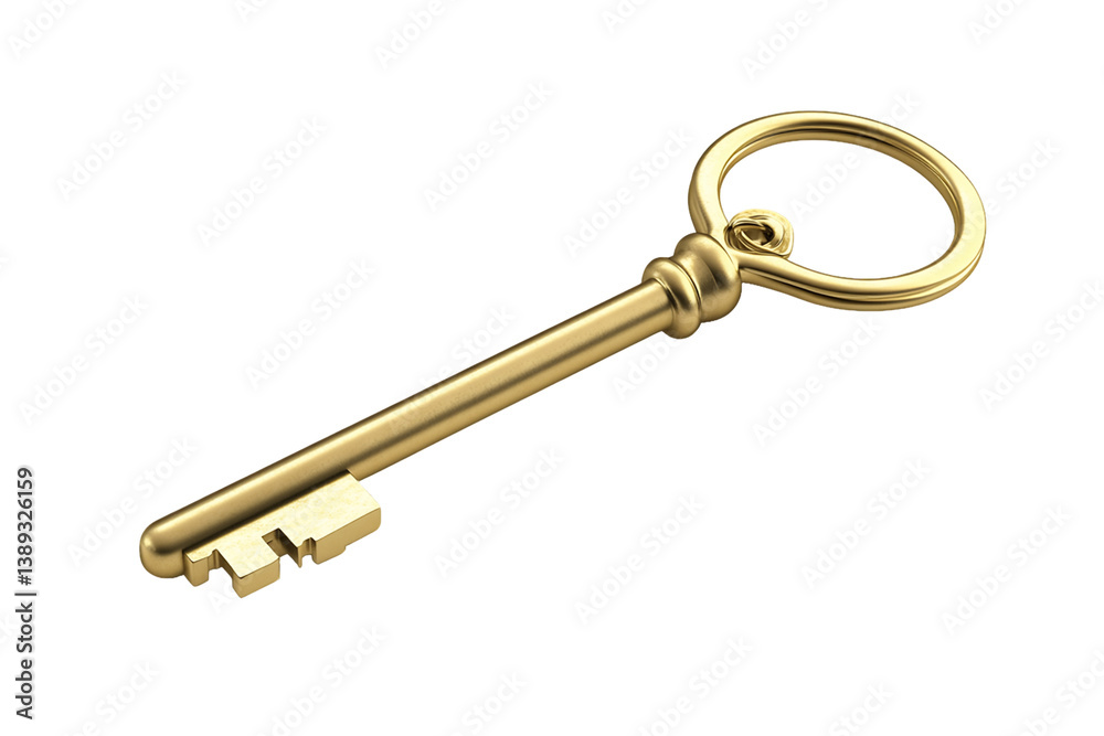 Golden Ornate Key on Transparent Background, PNG Golden Ornate Key on Transparent Background, PNG