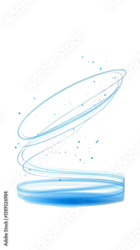 Abstract 3D Water Spiral Swirl Motion with Transparent Background Blue Color Illustration