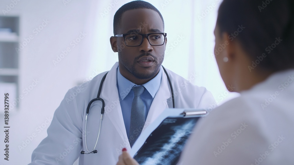 Doctor Reviewing Medical X-Ray with Colleague Doctor Reviewing Medical X-Ray with Colleague