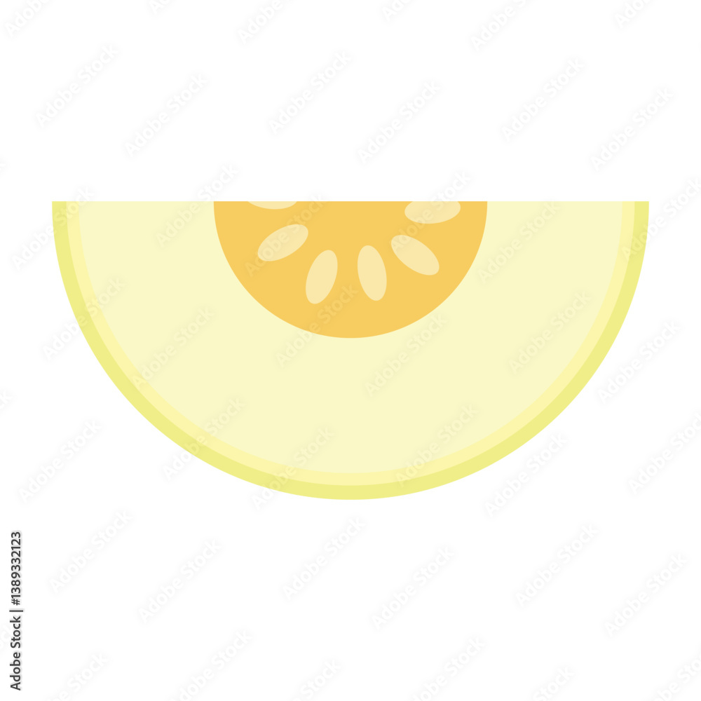 Fototapeta premium Minimalist half melon slice with seeds . Great for healthy food designs, summer illustrations, diet visuals, packaging